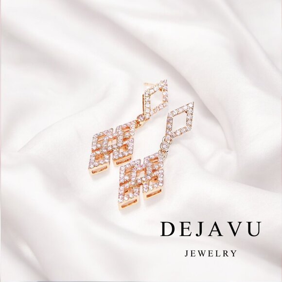 Rose Diamond Mosaic Earrings - Picture 1 of 5